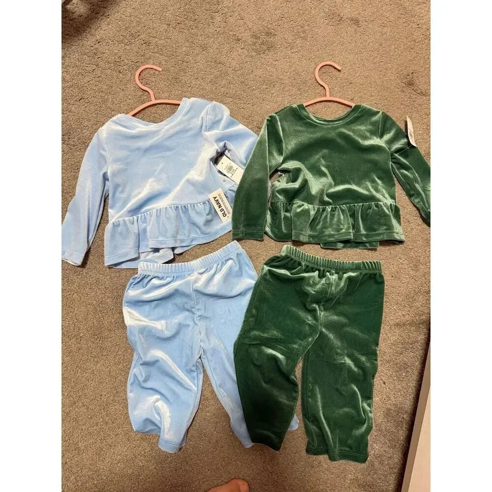 Old Navy Baby Girl Peplum Velour Outfits Lot of 2 NWT 6-12 Month